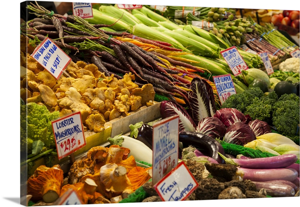 Fresh Vegetables For Sale At Pike Place Market In Seattle, Washington State