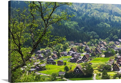 Gassho-Zukuri Houses And Farmland In The Mountain, Shirakawa-Go, Gifu Prefecture, Japan
