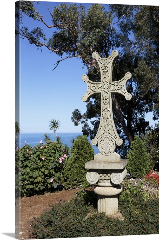 Georgia, Batumi. Cross in Batumi Botanic Gardens, near the Black Sea.