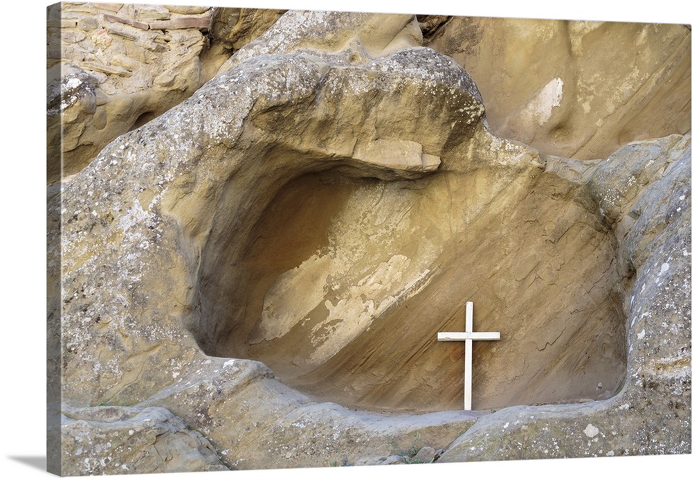 Georgia, Kakheti. Carved enclosures for religious worship at David Gareja Monastery.