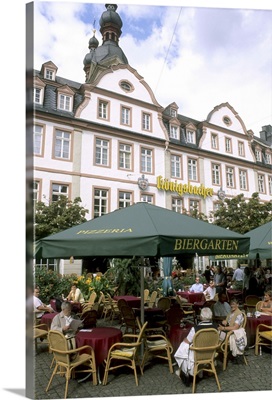 Germany, Koblenz Old Town by Rhine River Center cafes in Altstadt