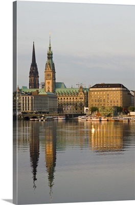 Germany, State Of Hamburg, Hamburg, City From Binnenalster Lake