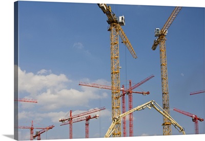 Germany, State Of Hamburg, Hamburg, Construction Cranes, Hafencity