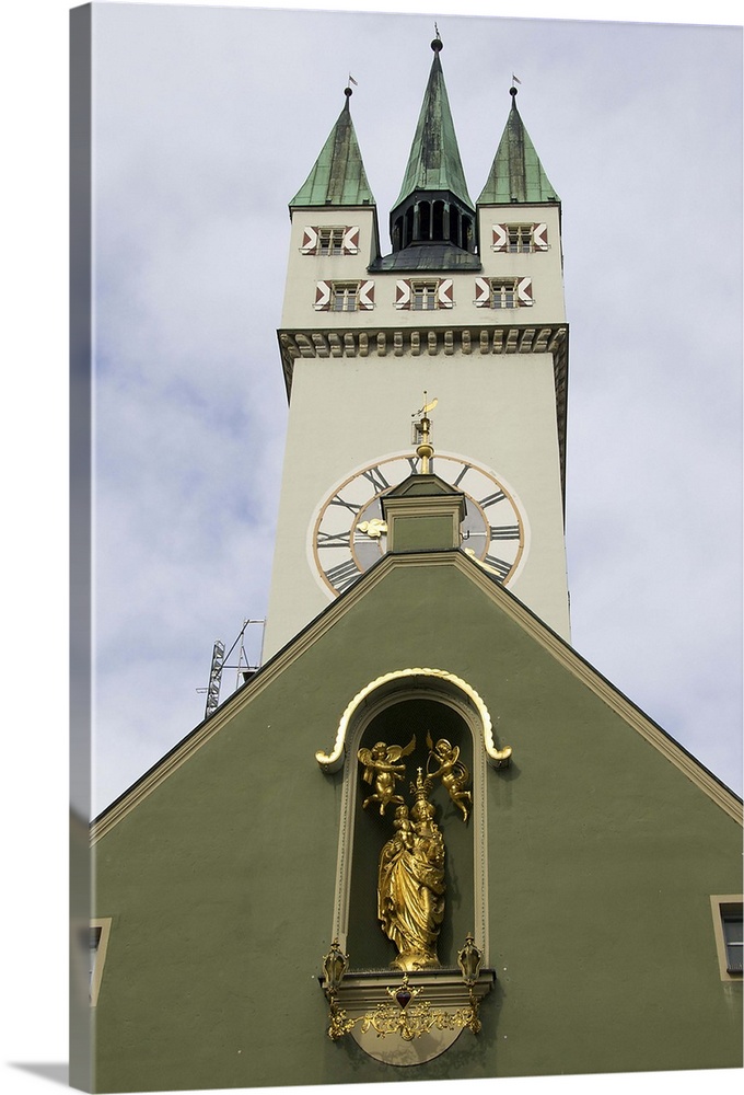 Germany, Straubing, clock tower on church