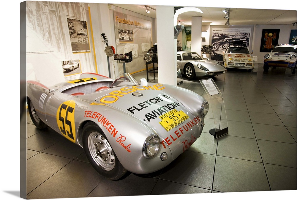 Germany, Baden-Wurttemberg, Stuttgart-Zuffenhausen. Porsche Car Museum, Porsche spider racing car, 1955.