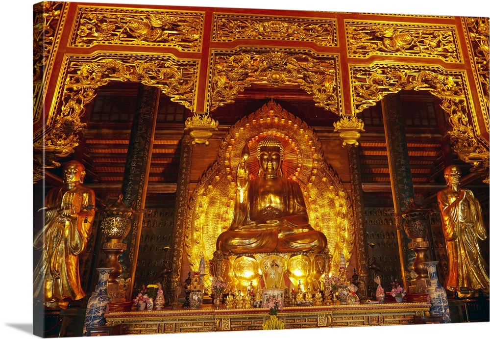 Giant golden Buddha, Bai Dinh Buddist Temple Complex, near Ninh Binh, Vietnam