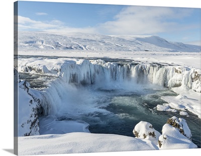 Godafoss waterfall of Iceland during winter