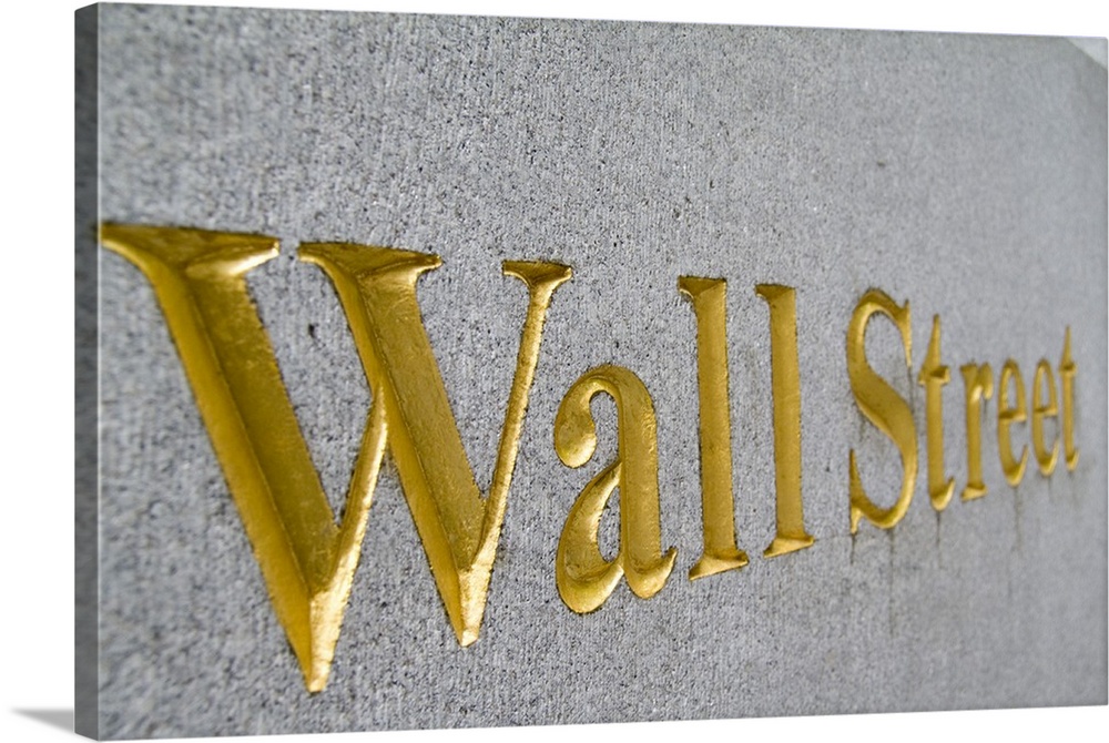 Gold letters on  Wall Street in New York City USA