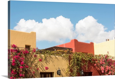 Golf Resort And Spa Buildings With Bougainvillea And Clouds, Loreto Bay, Mexico