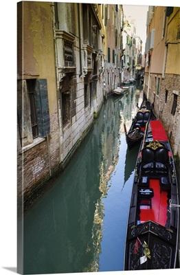 Gondolas And Canal, Venice, Veneto, Italy