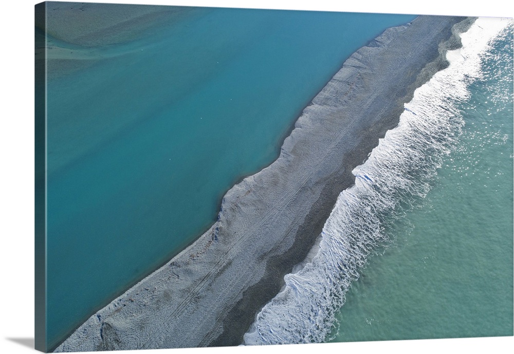 Gravel bar at mouth of Rakaia River, Mid Canterbury, South Island, New Zealand