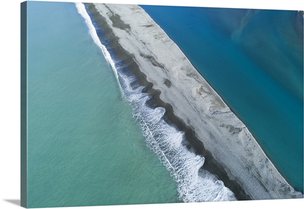 Gravel bar at mouth of Rakaia River, Mid Canterbury, South Island, New Zealand