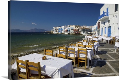 Greece And Greek Island Of Mykonos And The Harbor Town Of Hora