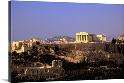 Greece, Athens, Attica, The Acropolis, Parthenon Viewed From Filopapou Hill