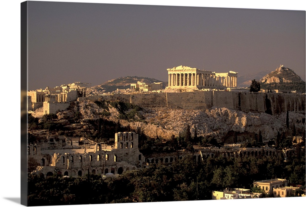 Europe, Greece, Athens.The Acropolis; Parthenon from Filopapou Hill, dusk