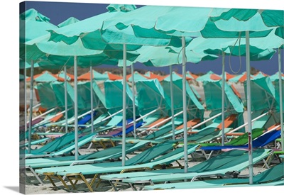 Greece, Crete, Hania Province, Elafonisi, Elafonisi Beach, Beach Umbrellas