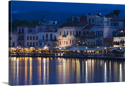 Greece, Crete, Hania Province, Hania, Dusk, Evening At The Venetian Port