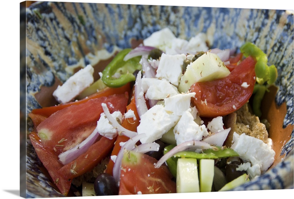 Greece, Dodecaneece Islands, Vlihadia. Paradise salad at Resturang Paradise in the village of Vlihadia.