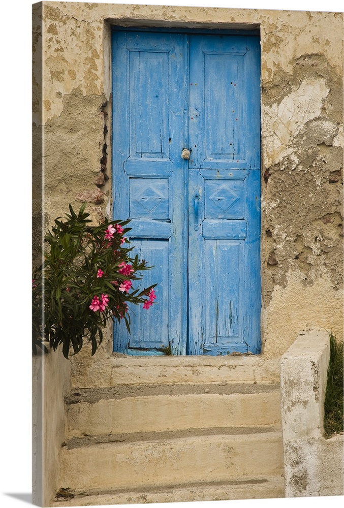 Greece, old house, door, blue.