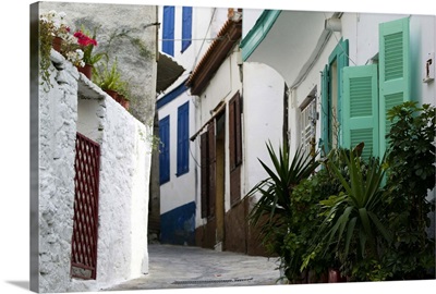 Greece, Samos, Vathy, Ano Vathy Village, Street Detail