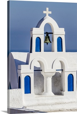 Greek Orthdox Church Steeple Against The Mediterrean Sea