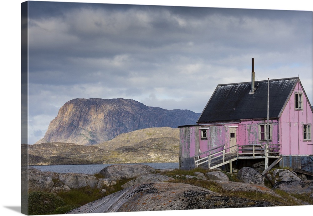Greenland, Itilleq. Worn pink house.