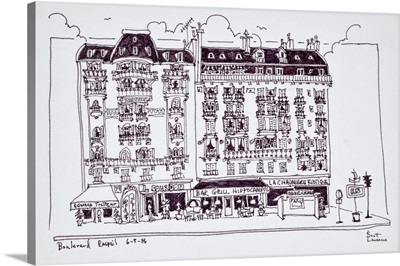 Haussmann style shops along Boulevard Raspail, Paris, France