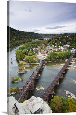High angle view from Maryland Rocks, Harpers Ferry, West Virginia