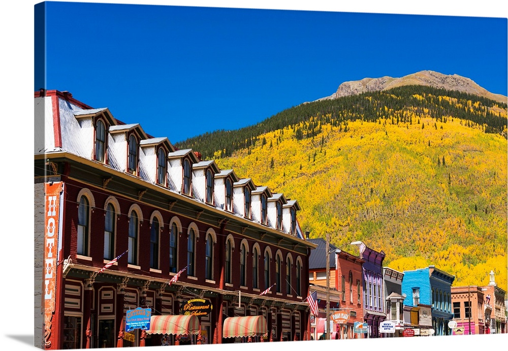 Historic downtown and fall color, Silverton, Colorado USA