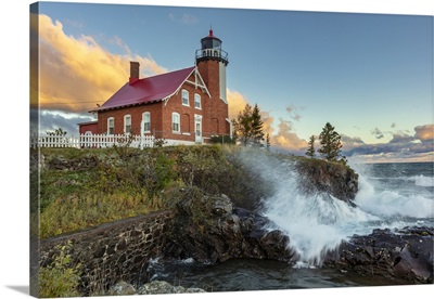 Historic Eagle Harbor Lighthouse N The Upper Peninsula Of Michigan, USA