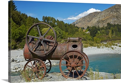 Historic relic from the gold rush, Shotover River, Queenstown, New Zealand