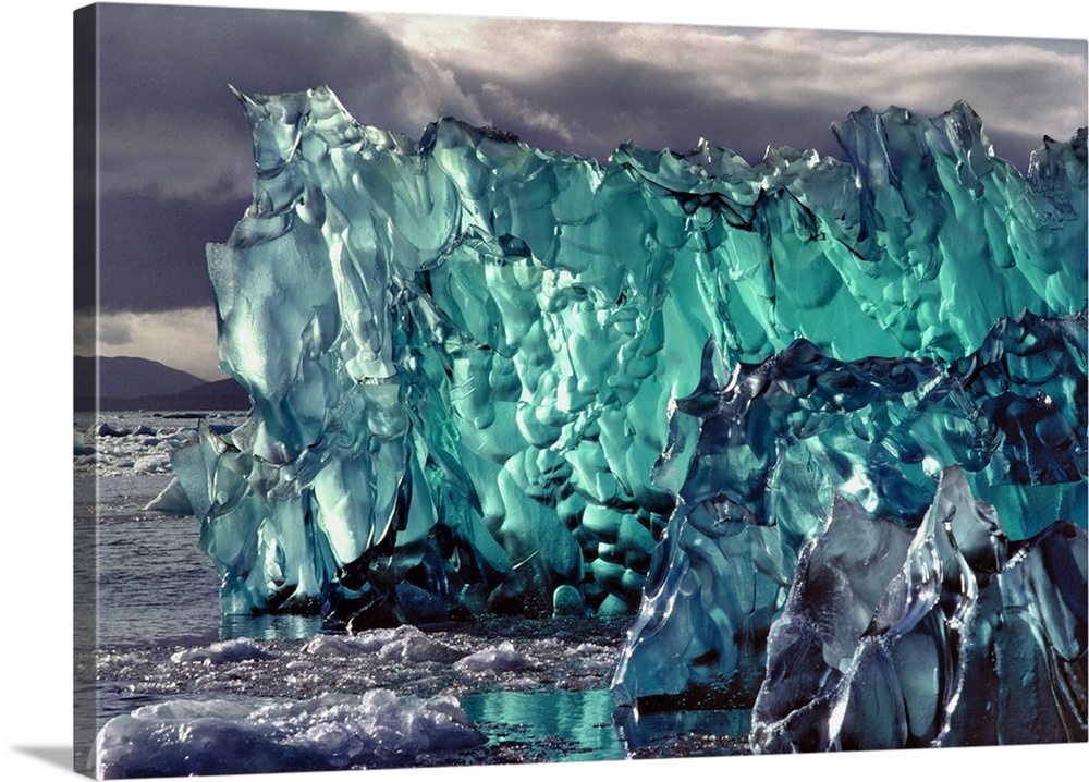 South America, Chile, San Rafael Lagoon National Park. The aquamarine color of a newly calved iceberg in Chile's San Rafae...