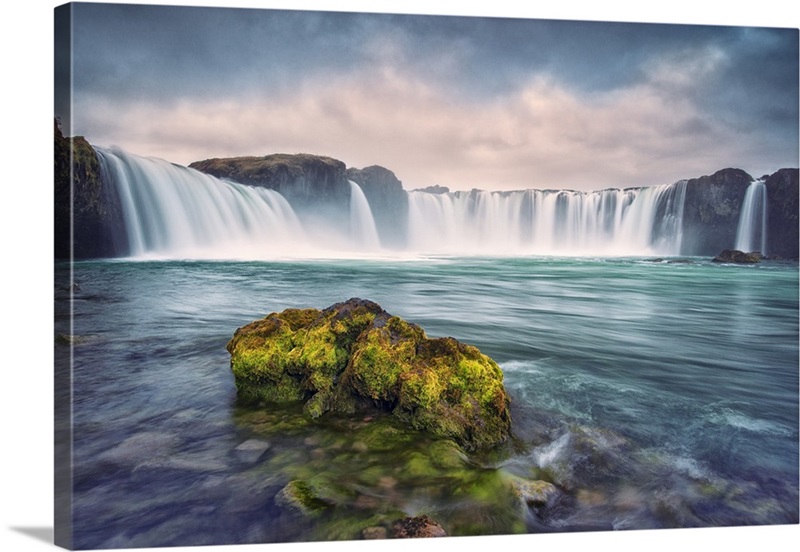 Iceland, Godafoss Waterfall At Sunrise 