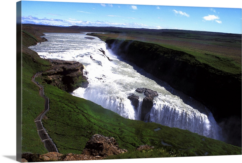 Iceland's Major Attraction - Gullfoss Falls, Near Reykjavik Iceland.