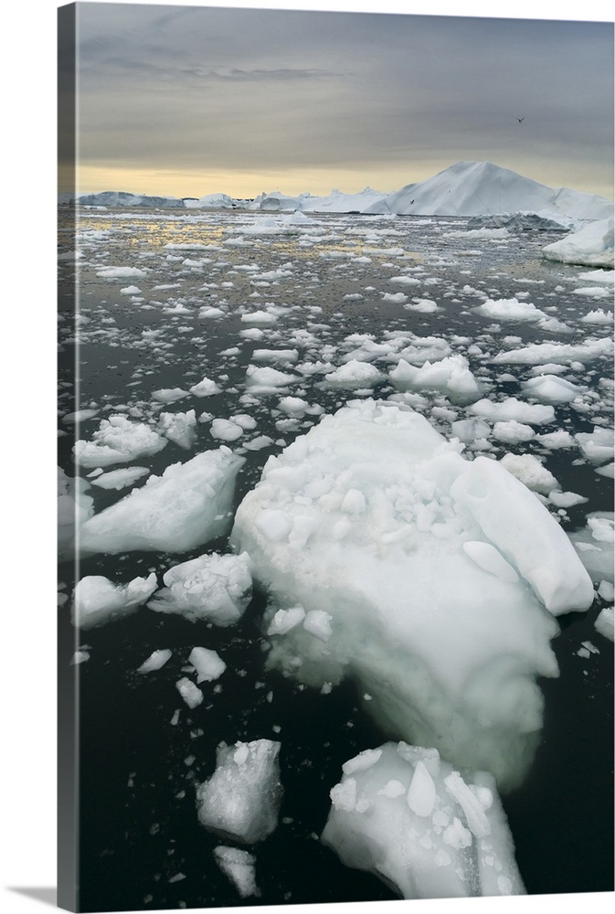 Ilulissat Icefjord at Disko Bay. The Icefjord is listed as UNESCO World Heritage Site, Greenland.