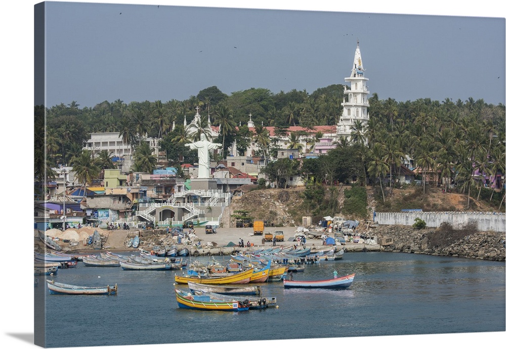 India, state of Kerala, Malabar Coast, port city of Villanjam aka Vizhinjam along the coast of the Arabian Sea. Port view ...