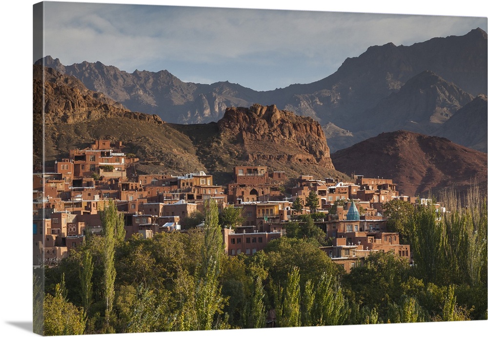 Iran, Central Iran, Abyaneh, elevated village view, dawn