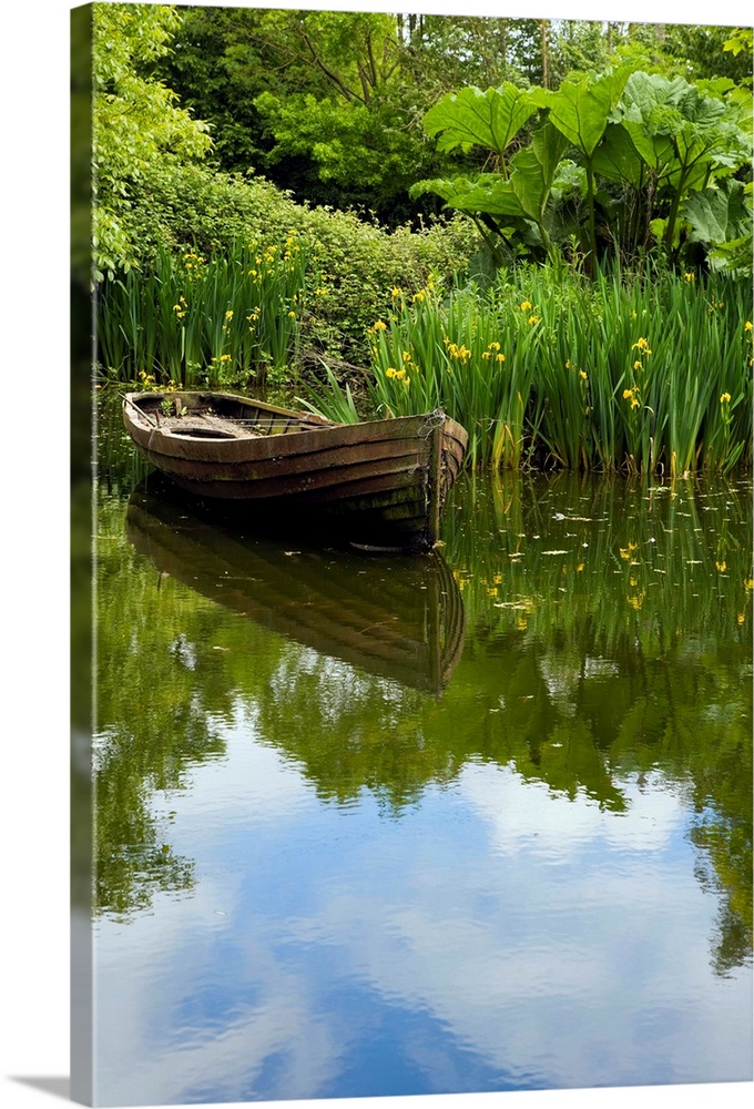 Ireland, County ClareOld boat and pond, Bunratty Folk Park.