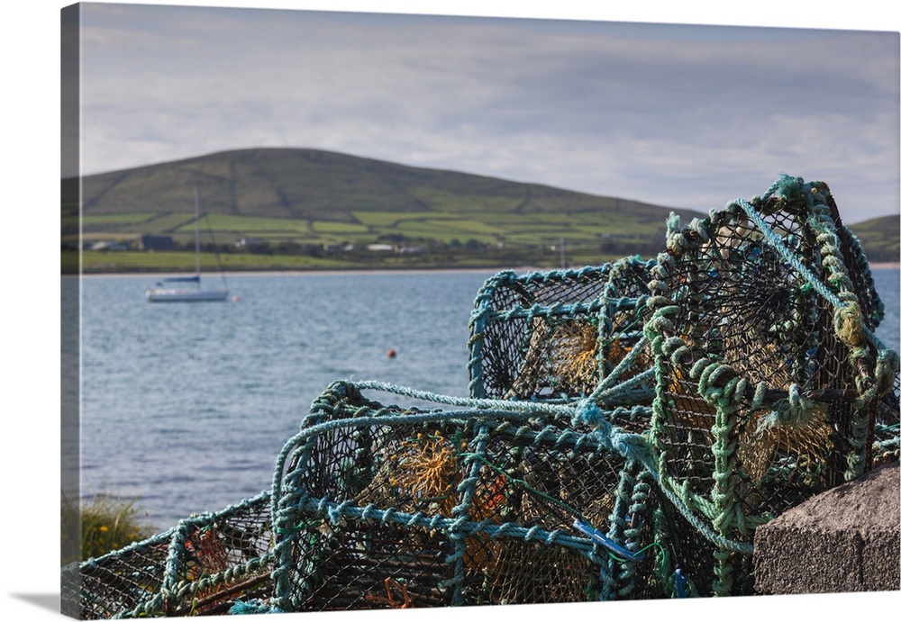 Ireland, County Kerry, Dingle Peninsula, Slea Head Drive, Ventry, Ventry Harbor, lobster pots.