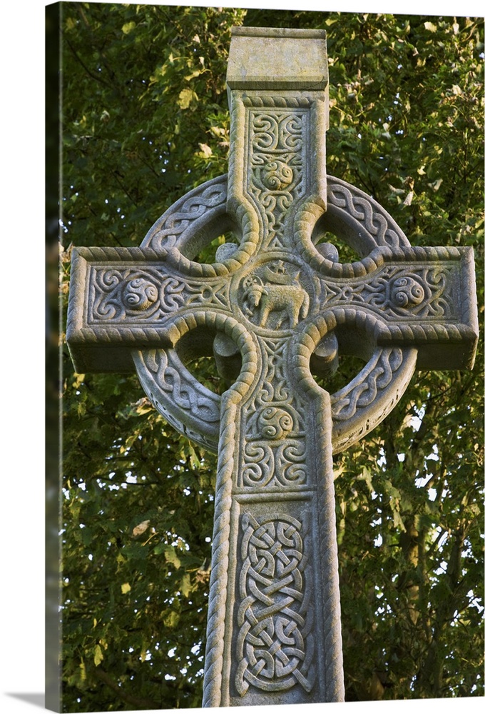 Europe, Ireland, Roscommon. Celtic cross outside the Sacred Heart Church.  Credit as: Dennis Flaherty / Jaynes Gallery / D...