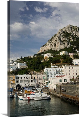 Italy, Campania, Capri: Capri Town Port viewed from Sorrento Ferry