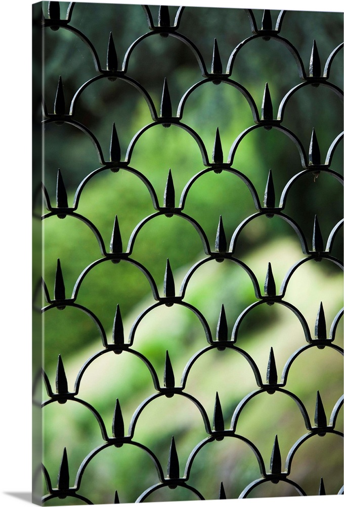 ITALY, Como Province, Brunate. Villa fence detail.