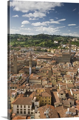 Italy, Florence. Looking southward over the city rooftops from Brunelleschi's Dome
