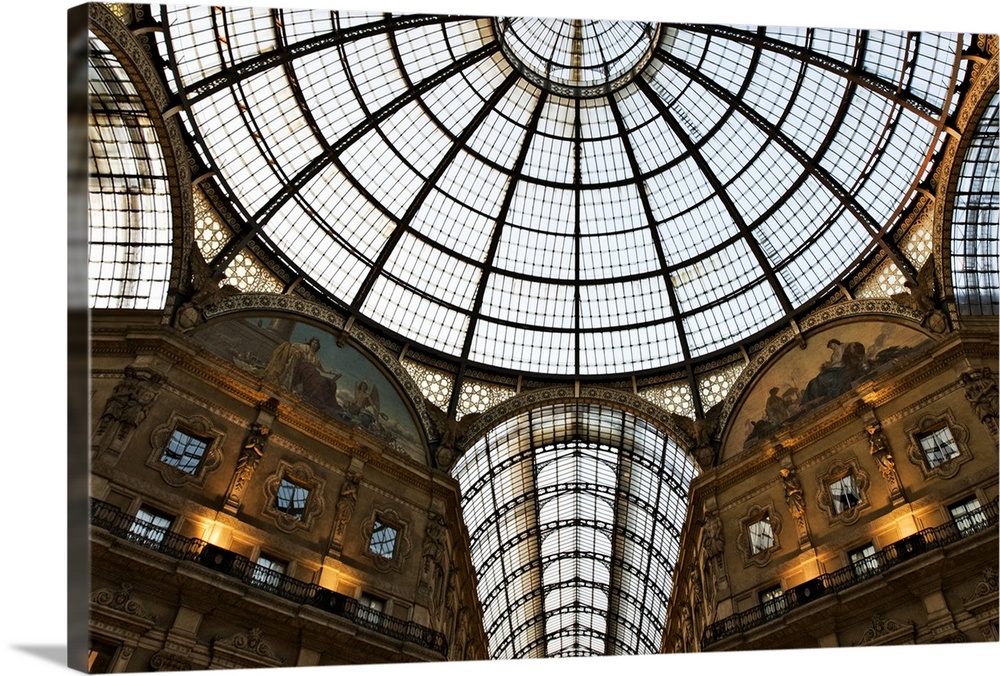 Europe, Italy, Milan. Glass ceiling and dome covering the Galleria Vittorio Emanuele ll arcade.