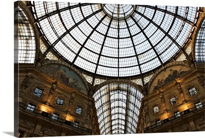 Italy, Milan, Glass ceiling and dome covering the Galleria Vittorio Emanuele ll arcade