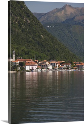 Italy, Novara Province, Pella. Lakefront village