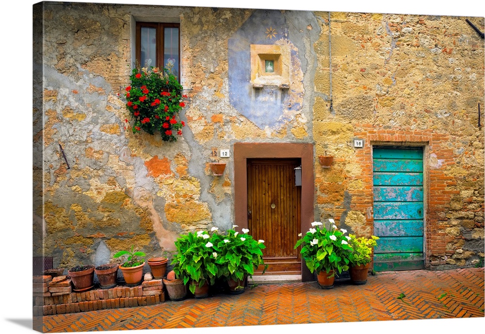 Italy, Pienza. House exterior in old town. Credit: Jim Nilsen