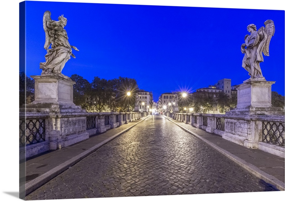 Italy, Rome, Ponte Sant'Angelo at Dawn.