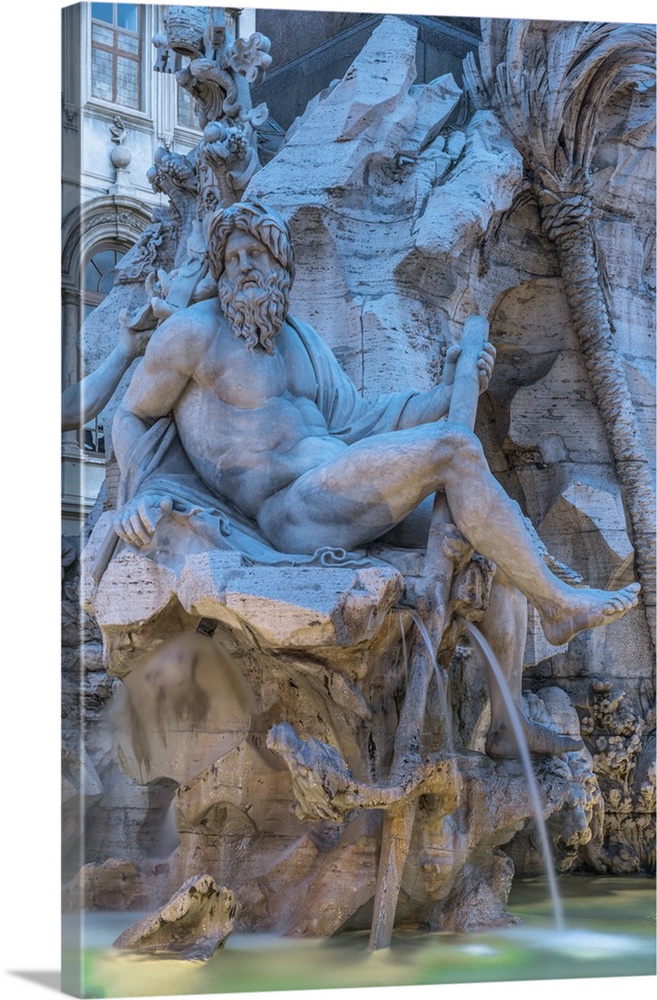 Italy, Rome, The Four Rivers Fountain at Piazza Navon.