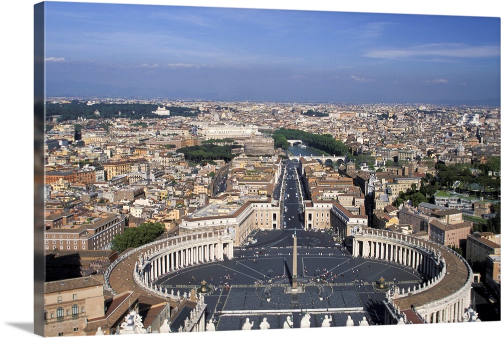 Europe, Italy, Rome, Vatican City, View of St. Peter's Square from the dome of St. Peter's Basillica